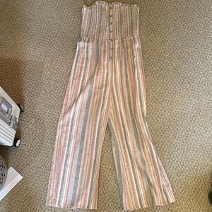 Striped Strapless Jumpsuit